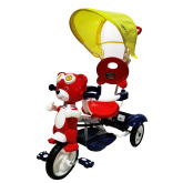 Παιδικό Τρίκυκλο Ποδήλατο Joyful Κόκκινο Αρκουδάκι Πιλότος Με Τέντα Και Καλάθι  (855-2)
